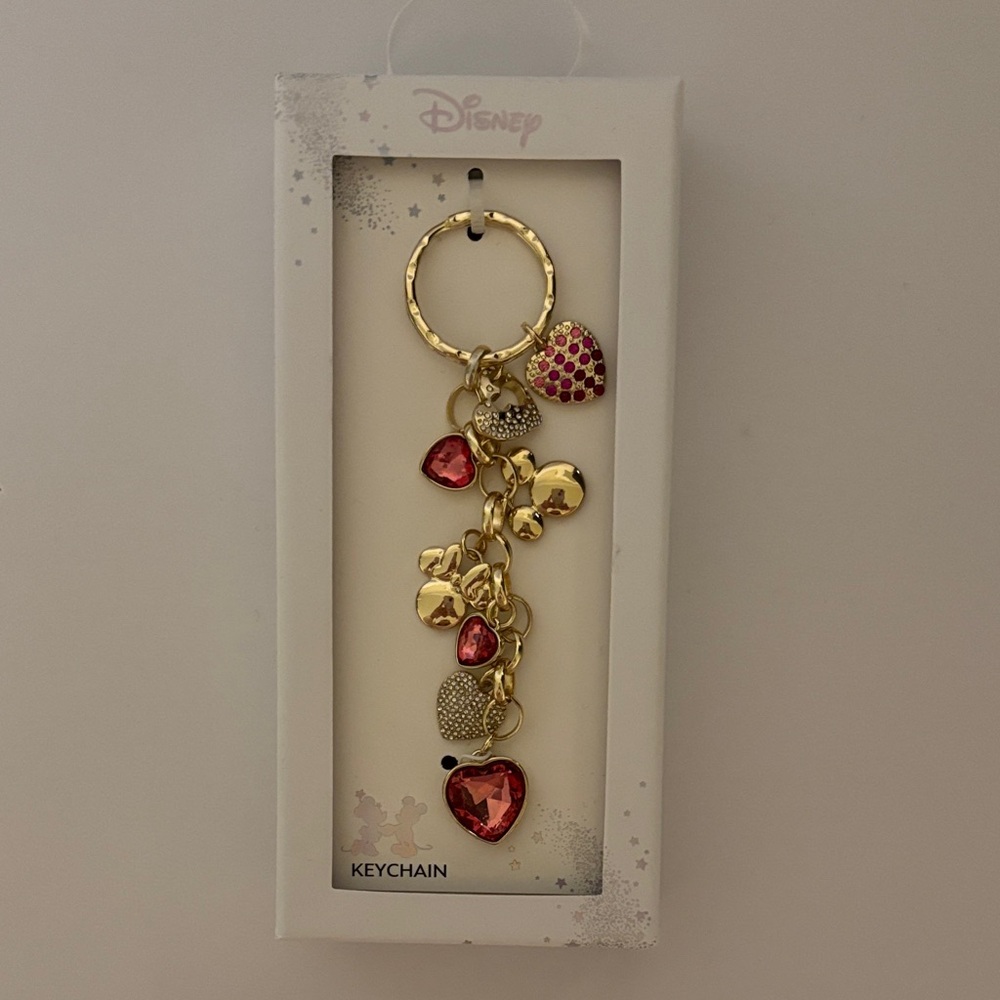 ☀️Disney Mickey & Minnie Mouse bag charm with hearts - Picture 1 of 3